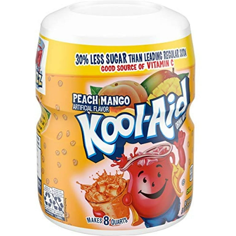 keiko&93 　泡三合　10 Kool-Aid Peach Mango Powdered Drink Mix, 19 Oz Canister (Pack of 4