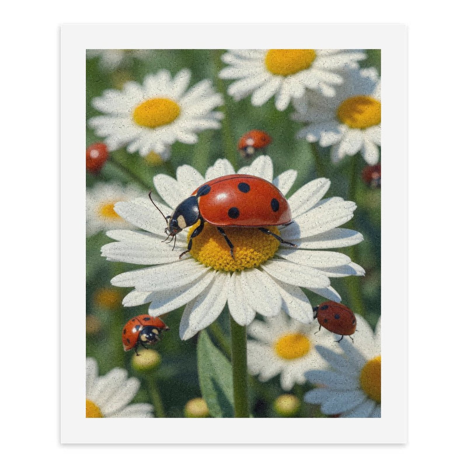 Paint by Numbers Kit for Adults, Ladybugs On Daisies Blossom Meadow Paint by Numbers, Easy Paint by Numbers Kit for Adults Beginner, DIY Adult Paint by Number Kits on Canvas, 12x16in Home Decor