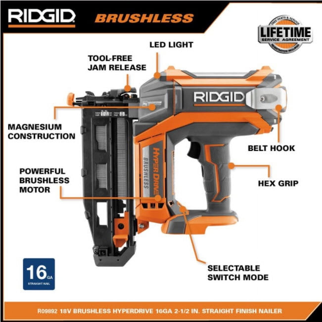 RIDGID R09894B 18V Brushless Cordless 21° 3-1/2 In. Framing Nailer (Tool  Only) | BigEasyMart.com