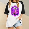 thumbnail image 1 of Hazbin Hotel Moda Casual Mujer Cuello Redondo Impreso Raglan Manga Corta Camiseta Top Morado/3XL, 1 of 6