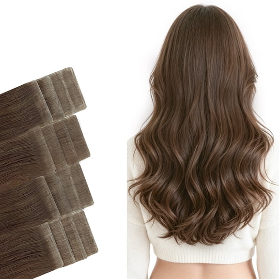 Vlasy Tape In Human Hair Extensions 12 Inches Human Hair Tape-In Extensions Invisible Tape-In Hair Extensions PU Skin Seamless Tape-In 16 Pieces #8