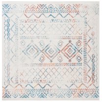 SAFAVIEH Tulum Ronald Oriental Area Rug, Ivory/Turquoise, 5' x 5' Square