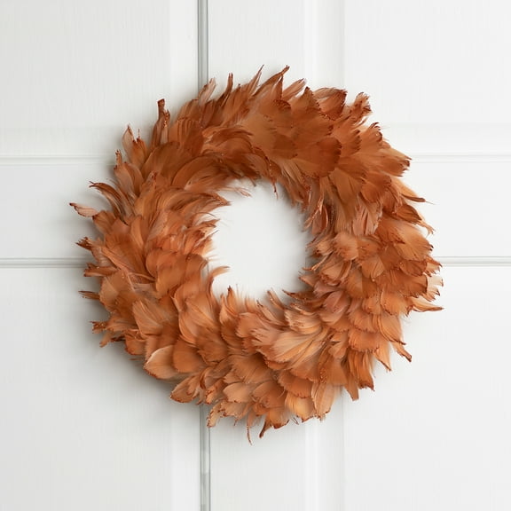 Northlight Two-Tone Feathers Christmas Wreath - 14.5" - Unlit - Rust Orange
