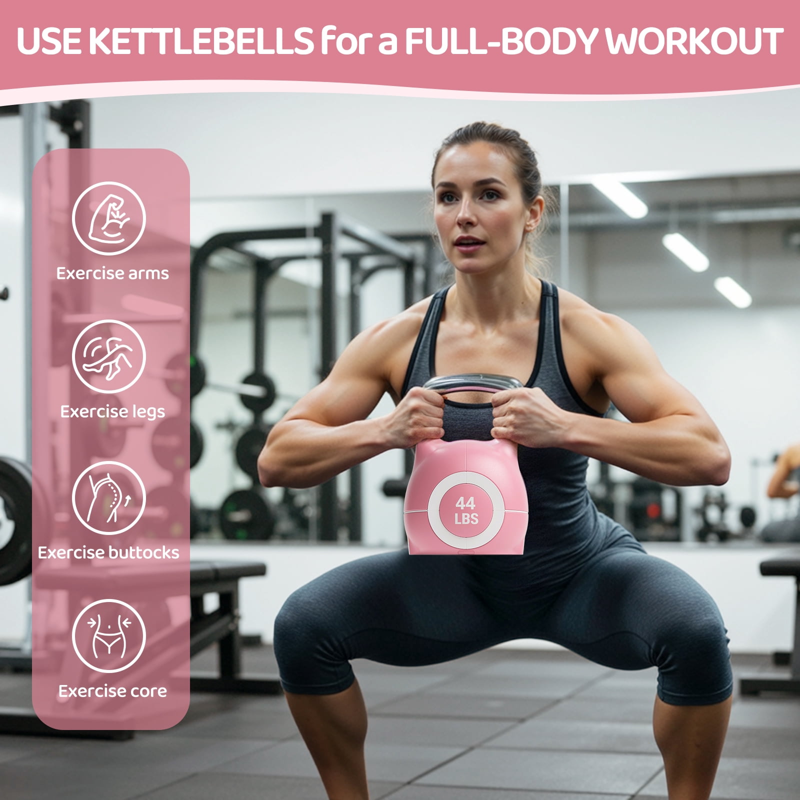TLGREEN Adjustable Kettlebell Set- 7 Weights (44lb), Quick-Change Weight Dial and Weight Plate Safety Lock, for Full-Body Workout & Cross-Training