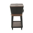 thumbnail image 5 of Sunjoy 80-Quart Wood Grain Finish Metal Rolling Ice Chest Cooler Cart with Storage Shelf, Steel Bottle Opener, and Lockable Wheels, Copper, 5 of 8