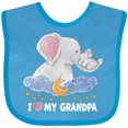 thumbnail image 3 of Inktastic I Love My Grandpa Cute Elephants with Moon and Stars Boys or Girls Baby Bib, 3 of 4