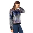 thumbnail image 4 of Women's Glitter Sequin Sweatshirt Long Sleeve Pullover Tops with Ribbed Cuffs, 4 of 5