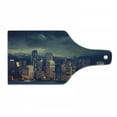 thumbnail image 1 of Cityscape Cutting Board, Hong Kong Cityscape Stormy Weather Dark Cloudy Sky Waterfront Port Dramatic View, Tempered Glass Cutting and Serving Board, Wine Bottle Shape, Multicolor, by Ambesonne, 1 of 1
