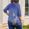 thumbnail image 6 of Sewkxo Womens Plus Size Tops Loose Fit 3/4 Sleeve Shirt Crew Neck Print Blouse Spring Summer Fashion Clothes,Blue 2XL, 6 of 6