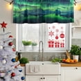 thumbnail image 5 of Turquoise Ombre Curtain Valances for Windows, Kitchen Valance Window Treatments Panel 2 Pack, Teal Aurora Iceland Scenery Rod Pocket Short Curtains for Bathroom Bedroom 54 x 18 Inch, 5 of 8