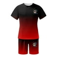 thumbnail image 3 of toraway Casual 2 Piece Men's Suits Slim Fit Men's Summer Tracksuit Plus Size Short Sleeve O Neck Athletic Suit Casual Color Block Drawstring Waist Tracksuit Set M, 3 of 4