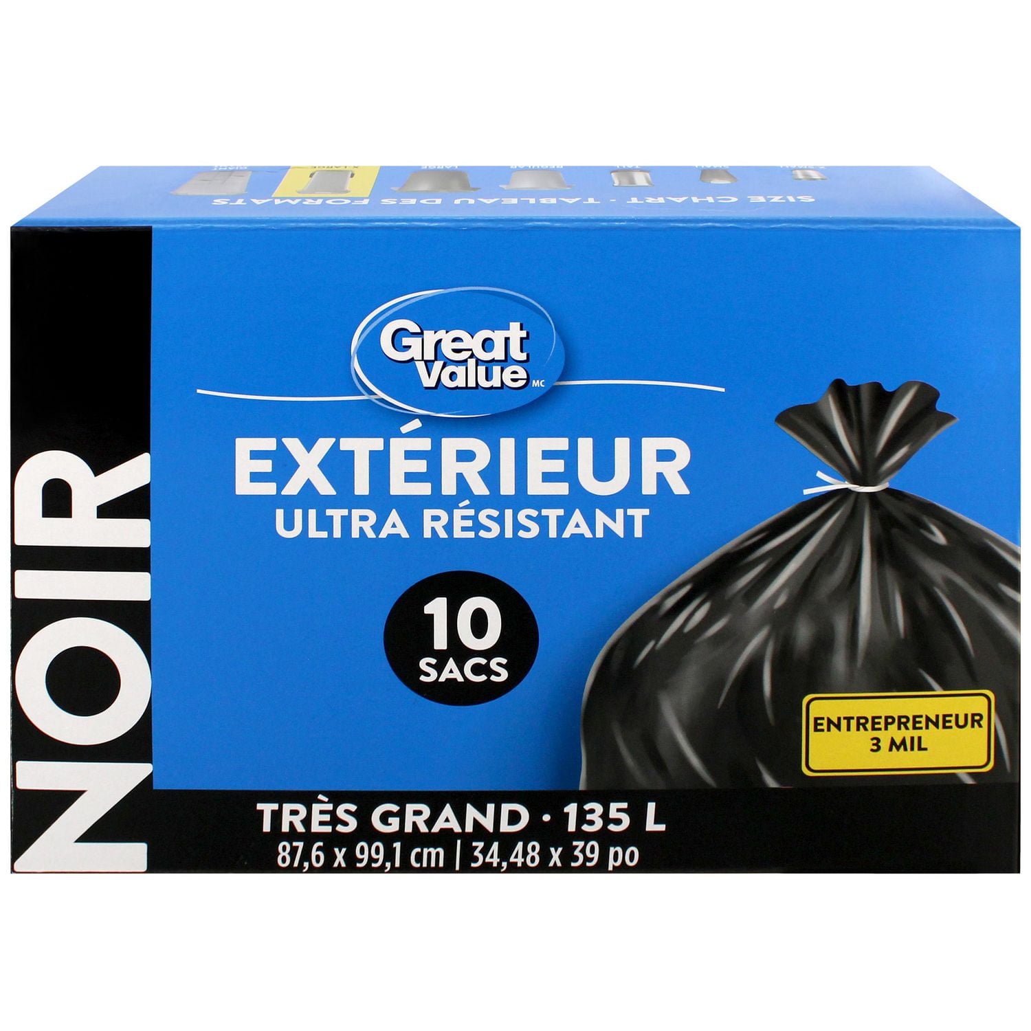 Great Value X-Large Outdoor Garbage Bags, 87.6 x 99.1 cm
