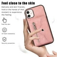 thumbnail image 6 of ELEHOLD Crossbody Wallet Case for iPhone 11 6.1" with RFID Card Slots Zipper Pocket Kickstand Function Shockproof Purse Case with Detachable Shoulder Strap for iPhone 11,Rosegold, 6 of 8