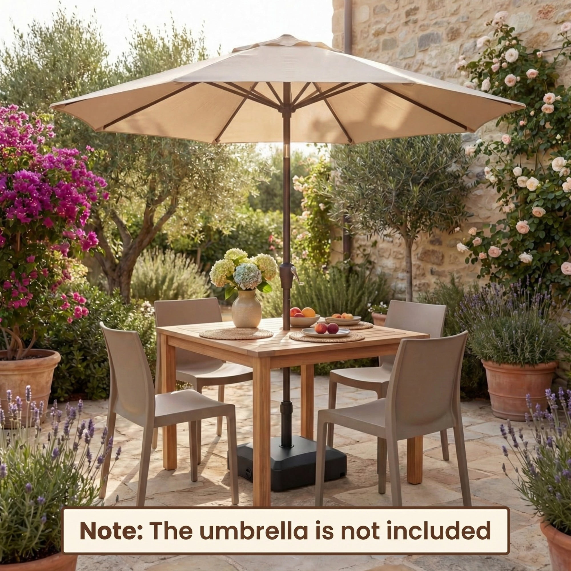 ELLEGNT Fillable Patio Umbrella Base - 176 lbs, 4 Mobile Wheels + 2 Locks, Fits 1.4-1.9" Pole