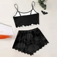 thumbnail image 4 of XIAONU Women's Skeleton Pattern Pajama Set Spaghetti Strap Scalloped Hem Gothic Sleepwear Shorts, 4 of 4
