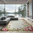 thumbnail image 2 of ODIKA 6'x9' Washable Area Rug Easy Care, Non-Shedding, Pink Coquette Boho Trailing Vine Border Delicate Ribbon Vintage for Queen Size Bedroom Under Bed Master Suite, 2 of 7
