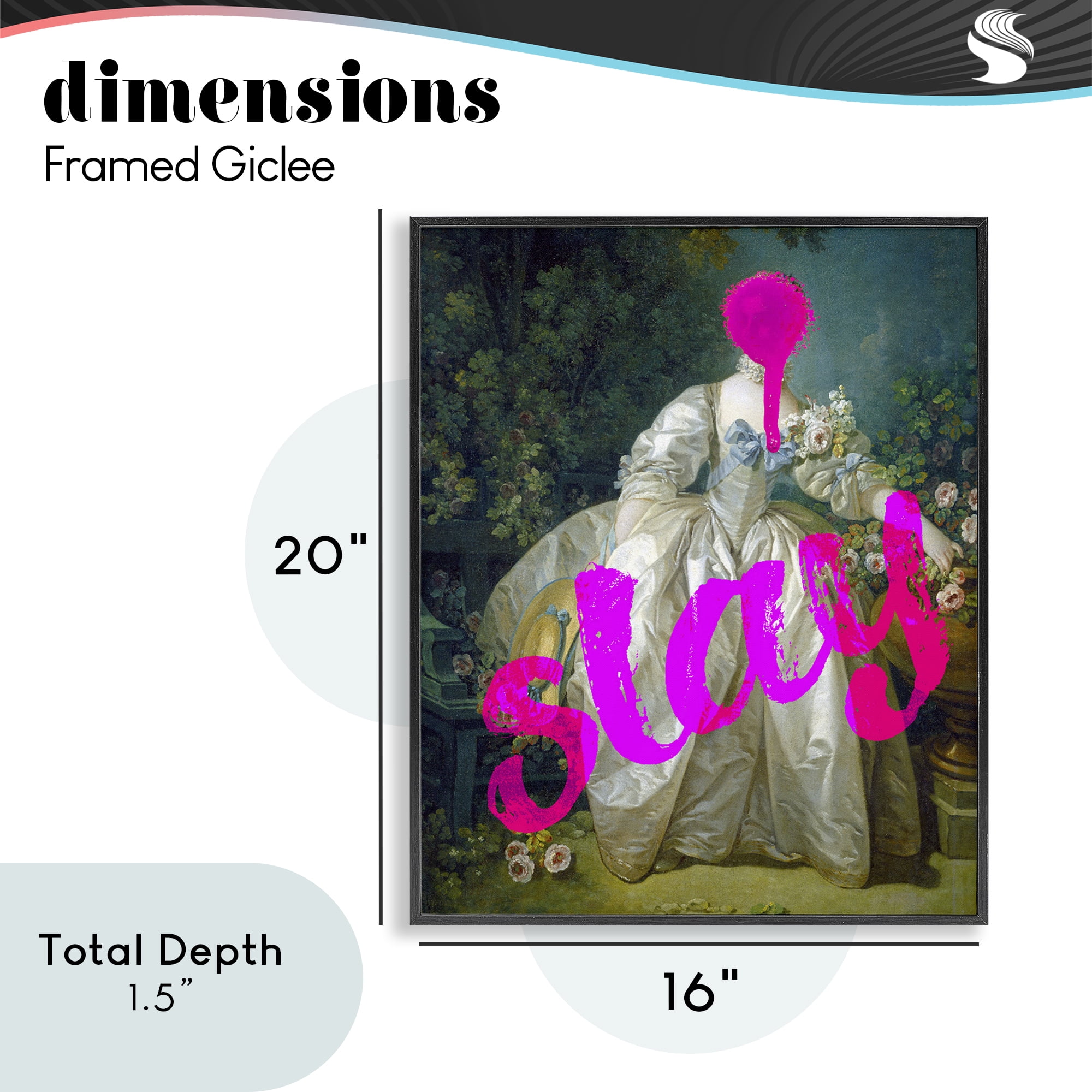 Slay Classical Baroque Gown Black Framed Giclee Art, design by Lil' Rue