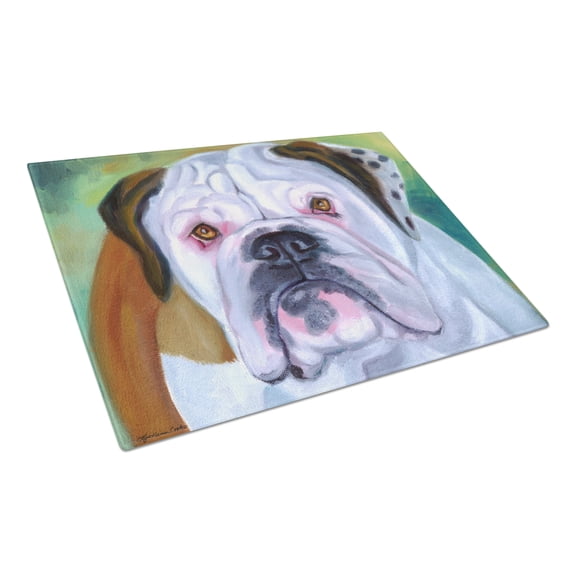 Miss English Bulldog Glass Cutting Board Large