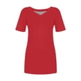 thumbnail image 5 of Long T Shirts for Women Short Sleeve Summer Tops V Neck Plain Loose Casual Blouse Tunic Tops Tee Shirt, 5 of 6