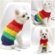 thumbnail image 3 of Abrigo para perros, chaleco de invierno para cachorros de ganchillo suave y cálido, ropa para exteriores, ropa a rayas de arcoíris para perros pequeños y medianos, talla roja M. Afortunado Sencillez, 3 of 5