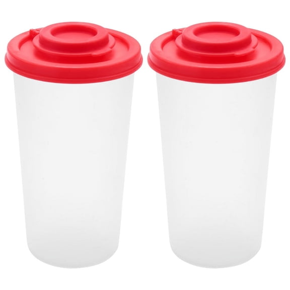 2 Salt and Pepper Shakers Moisture Proof ,Salt Shaker with Red Covers Airtight Spice Jar Dispenser