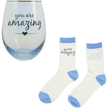 Gift Set-You Are Amazing-18oz Stemless Glass & Socks Set