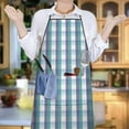 thumbnail image 5 of Teal Green Buffalo Plaid Aprons with Pocket Chemical Work Apron Waterproof Bib Apron for Brother Boyfriend Husband Cooking Aprons for Kitchen Cool BBQ Grilling, 5 of 7