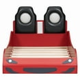 thumbnail image 5 of Bellemave Race Car Bed with LED Lights, Twin Size Bed Frame for Boys Kids Toddler Bed, Wooden Platform Racing Car Bed with Upholstered Backrest Headboard, No Box Spring Needed（Red), 5 of 8