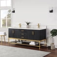 thumbnail image 5 of Wildy 72" Double Bathroom Vanity Set in Black Oak with Grain White Composite Stone Countertop without Mirror, 5 of 8