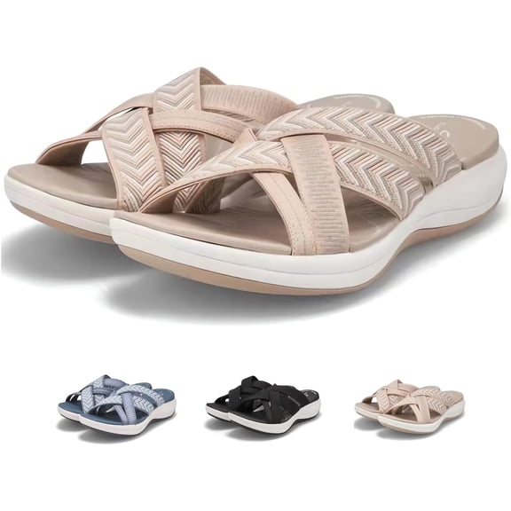 Comfortable Recovery Orthopedic Walking Plantar Fasciitis Slides Sandals for Women with Arch Support Wide Width