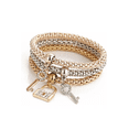 thumbnail image 3 of 3 Piezas Pulsera Mujer Heart Charm Promoción Set dorado, 3 of 3