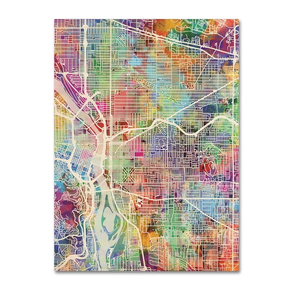 Trademark Fine Art 'Portland Oregon Street Map' Canvas Art by Michael Tompsett