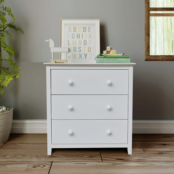 International Concepts Solid Wood Adult Bedroom Dresser/Chest with 3 Drawers, White