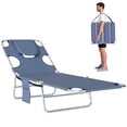 thumbnail image 1 of Outsunny Tanning Chair with Face Hole, 5-Level Folding Lounge Chair, Grey, 1 of 10