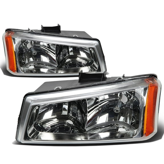 DNA Motoring For 03-06 Chevy Silverado Avalanche OE Style Headlight Lamp Pair Chrome Amber
