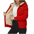 thumbnail image 3 of QIUOMBBP Womens Zip Up Fleece Sherpa Lined Warm Hoodies Christmas Wine Glass Print Hooded Sweatshirts Jacket with Pockets, Red, XXXL, 3 of 9