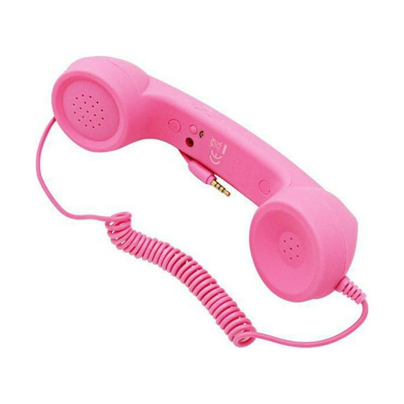 Cateissary Teléfono Auricular Elegante Cómodo Auricular Receptor Con cable Vintage Teléfono Receptores Teléfonos Altavoz Auricular Micrófono Videojuegos y accesorios Rosa
