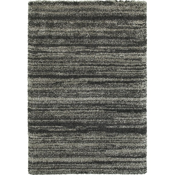 Moretti Reserve Shag Area Rug 5993E Grey Banded Rows 7' 10" x 10' 10" Rectangle