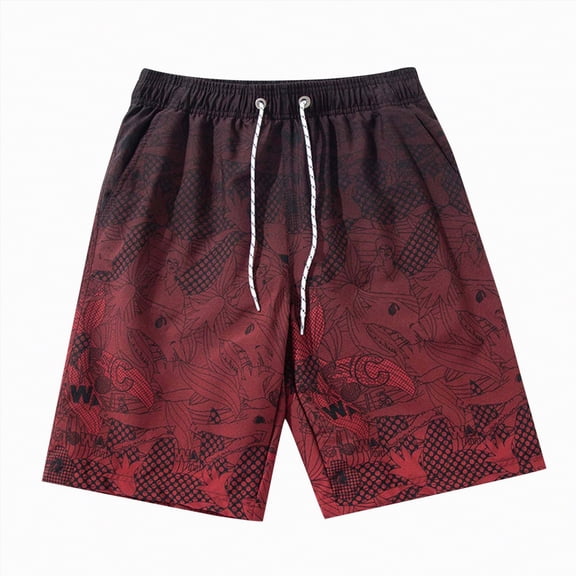 KPOPLK Mens Swim Trunks 7'' Mesh Liner Quick Dry Swim Shorts Board Shorts Bathing Suit Swimsuit Summer Beach Shorts(Red,M)