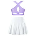thumbnail image 2 of Venjoe Kids Girls 2pcs Tennis Golf Sports Outfit U Neck Tank Top with Pleated Skort Skirt Set Gym Lavender&White 14, 2 of 5