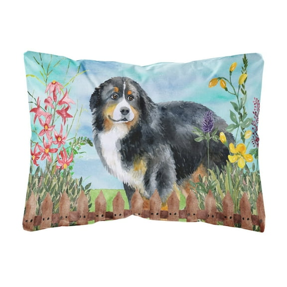 Carolines Treasures CK1207PW1216 Bernese Mountain Dog Spring Canvas Fabric Decorative Pillow  12H x16W multicolor