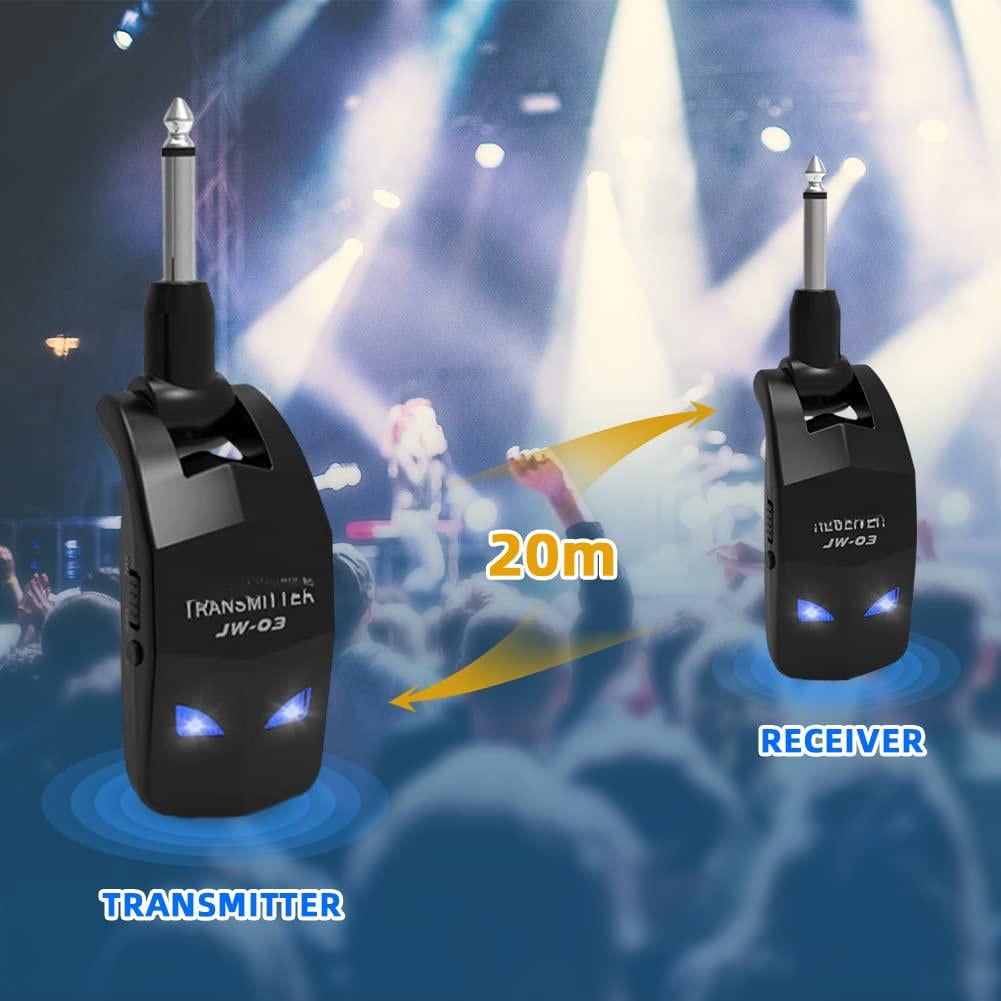 2.4ghz Wireless Guitar System 4 Channels Rechargeable Audio Transmitter Receiver For Bass Electric Instruments (jw-03)