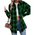 thumbnail image 4 of Hubery Women Plaid Flannel Shirts Long Sleeve Button Down Shirt, 4 of 6