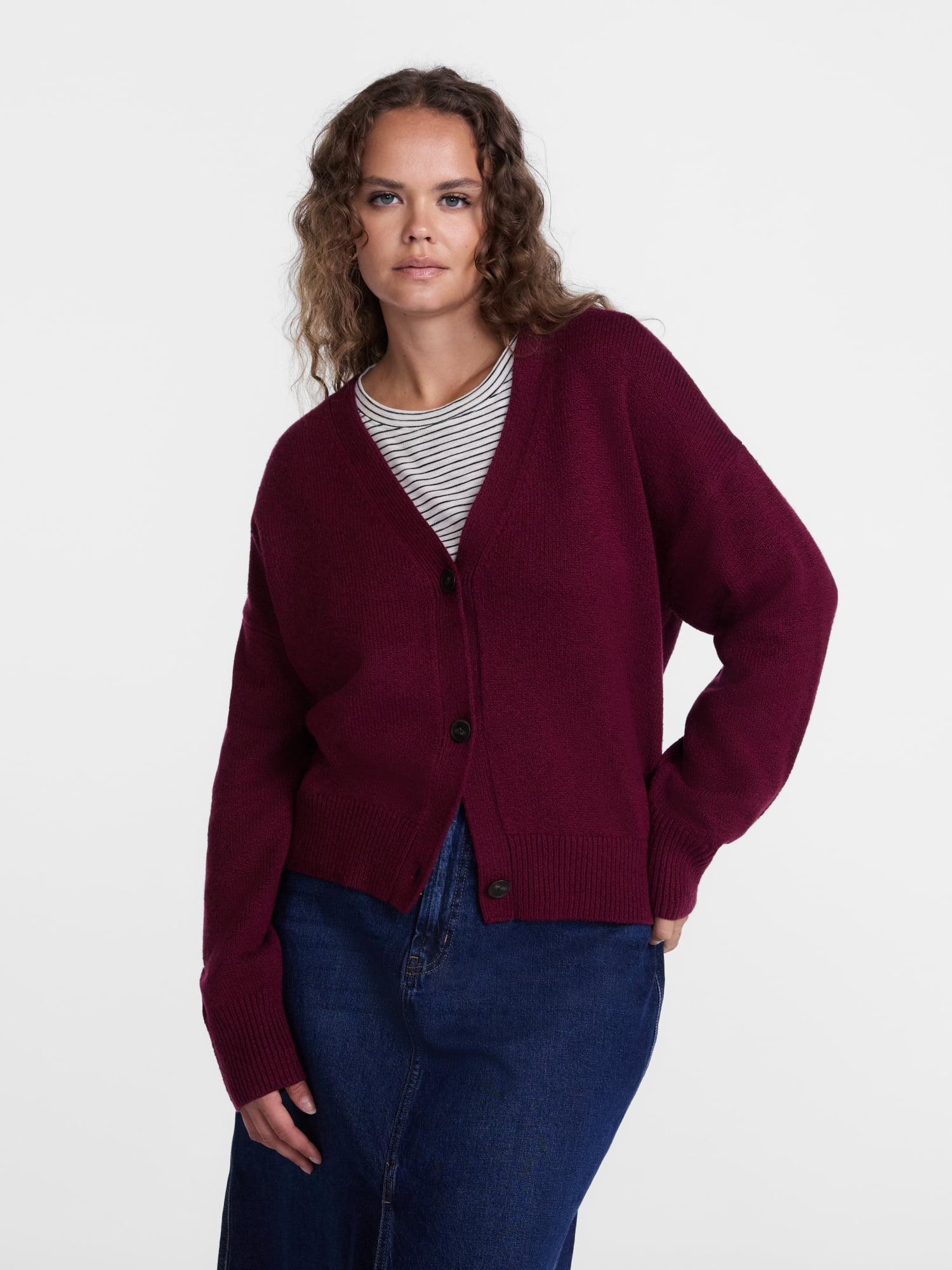 Scenario Women's Button Front Lightweight Cardigan, Sizes XS-XXXL
