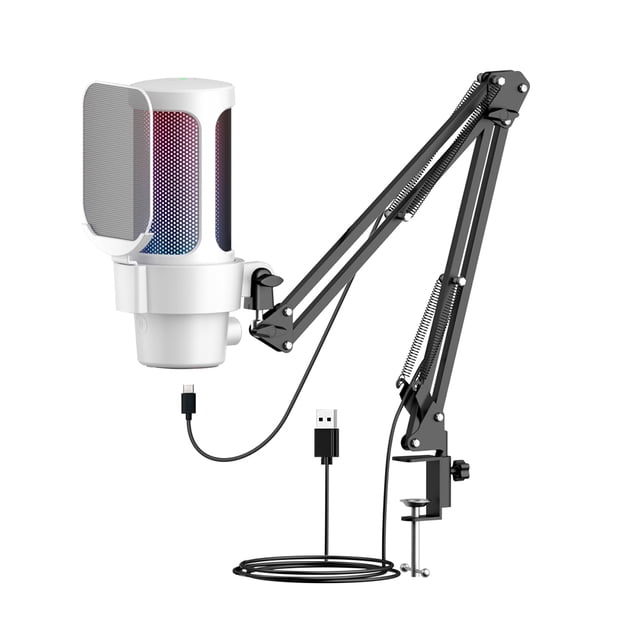Microphone,Pick- Boom Quick Mute - White Mic Play Compatible Kit Mode Computer Mic Pick- Quick Boom Play And White Mode And Knob Mute And With - Mode With Boom Usb Pick- With Boom With Pick-