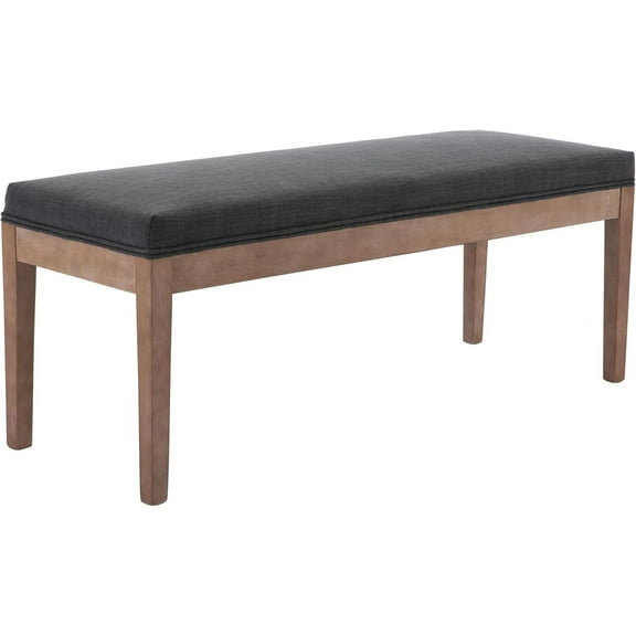 Upholstered Entryway Bench Farmhouse Shoe Benches for Hallway Porch Bedroom Bench for End of Bed Dining Bench for Dining Table Dining Room Kitchen Window with Wood Legs, Linen, Charcoal