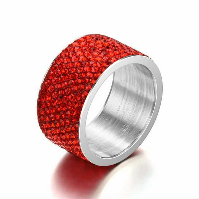 Fashion Ring Titanium Steel Full Diamond Couple Ring Row Water Drop Ring , Red Diamond No. 10