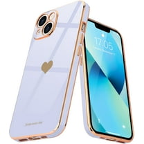 Love-Heart Luxury Case for Apple iPhone 14 Plus Heart Case, Cute Design Shiny Bling Cover, 3 in 1 Bundle Case with 2 PACK Clear Tempered Glass for Apple iPhone 14 Plus for Women Girls, Purple