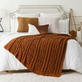 thumbnail image 4 of Battilo Caramel Throw Blanket for Couch, Chenille Rust Blanket Throw,Fall Blanket,51"x67", 4 of 9