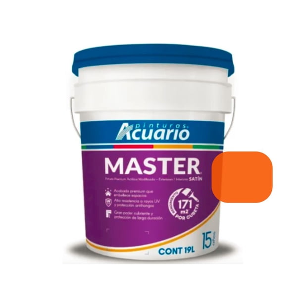 PINTURA VINILICA SATINADA MASTER COLORES NARANJAS ACUARIO CUBETA
